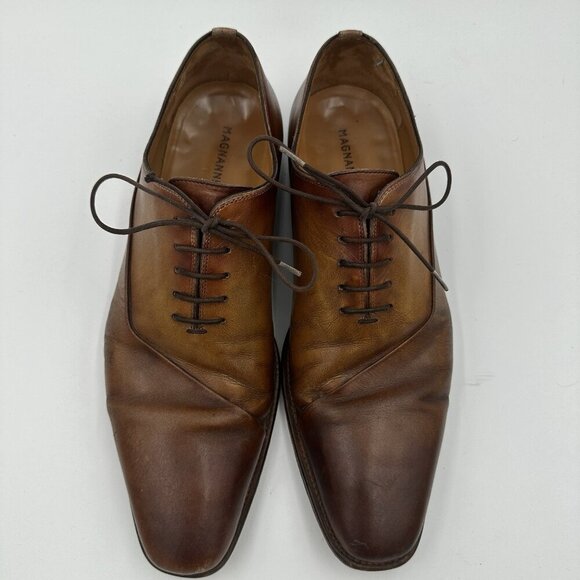Magnanni Cognac Brown Leather Dress Shoes Men’s Size 9.5 Oxford Brogues - Picture 8 of 10